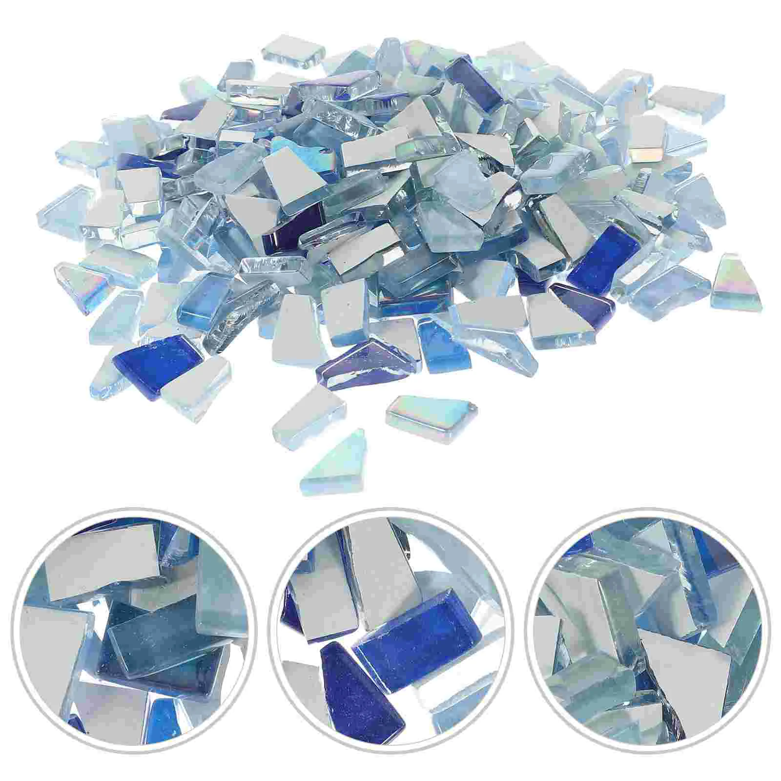 Faux Plant Handmade Mosaic Fragments Green DIY Irregular Shaped 250g Supplies Suite Blue Flat Decorative Tiles