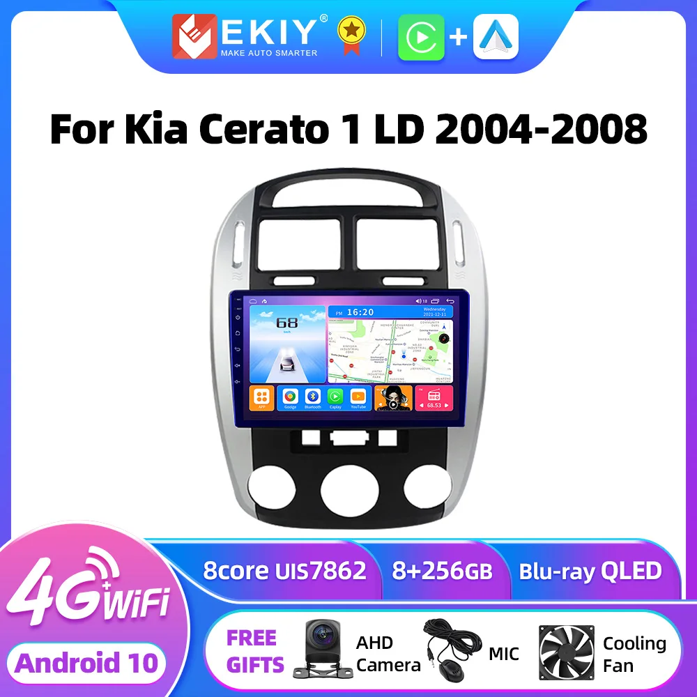 

EKIY T7 QLED Car Radio For Kia Cerato 1 LD 2004-2008 AI Voice Stereo Multimedia Video Player Navigation Android 10 GPS 2 Din DVD