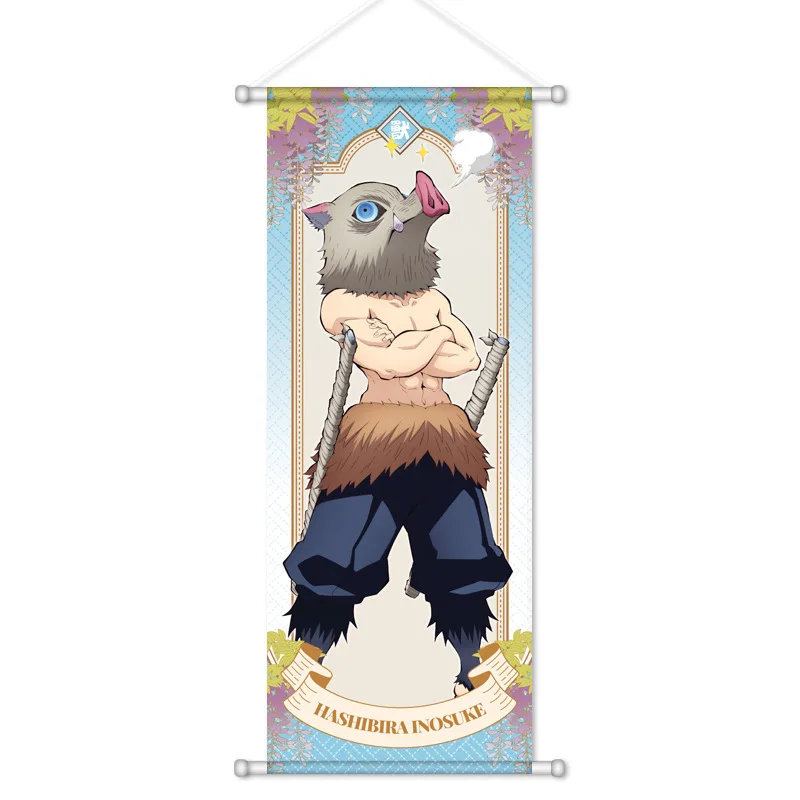 Dämonentöter Anime periphere hängende Malerei Seidenposter Tanjiro Nezuko Giyuu Mitsuri Love Scroll 2D Dekoration 72x28cm – Detail 5