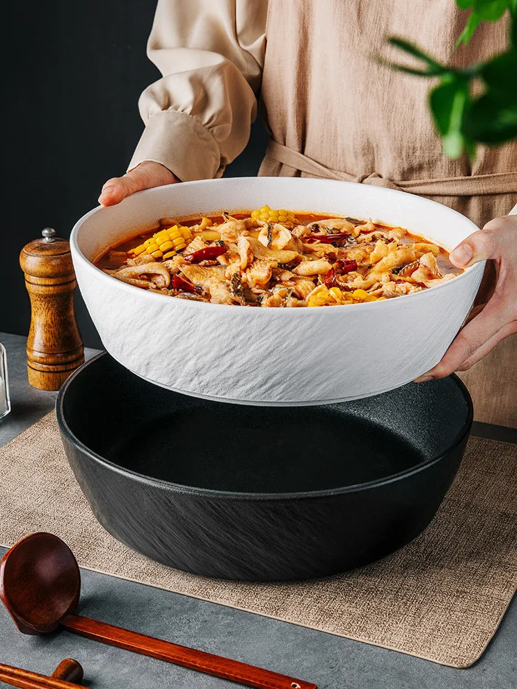 

Большая керамическая миска для супа для домашнего использования, круглая фарфоровая миска для супа Di Hot Pot Blood Tripe, специальная миска, китайская кухня, дневник