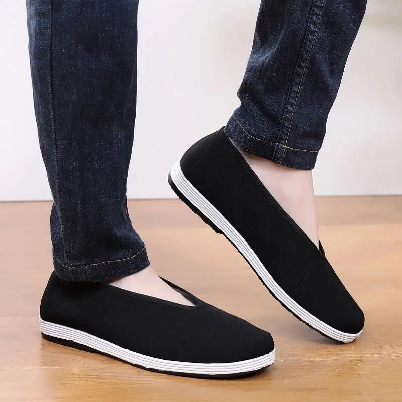 Quality Black Cotton Shoes Men's Traditional Chinese Kung Fu Cotton Cloth Wing Chun Tai-chi Martial Art Old Beijing Casual Shoes