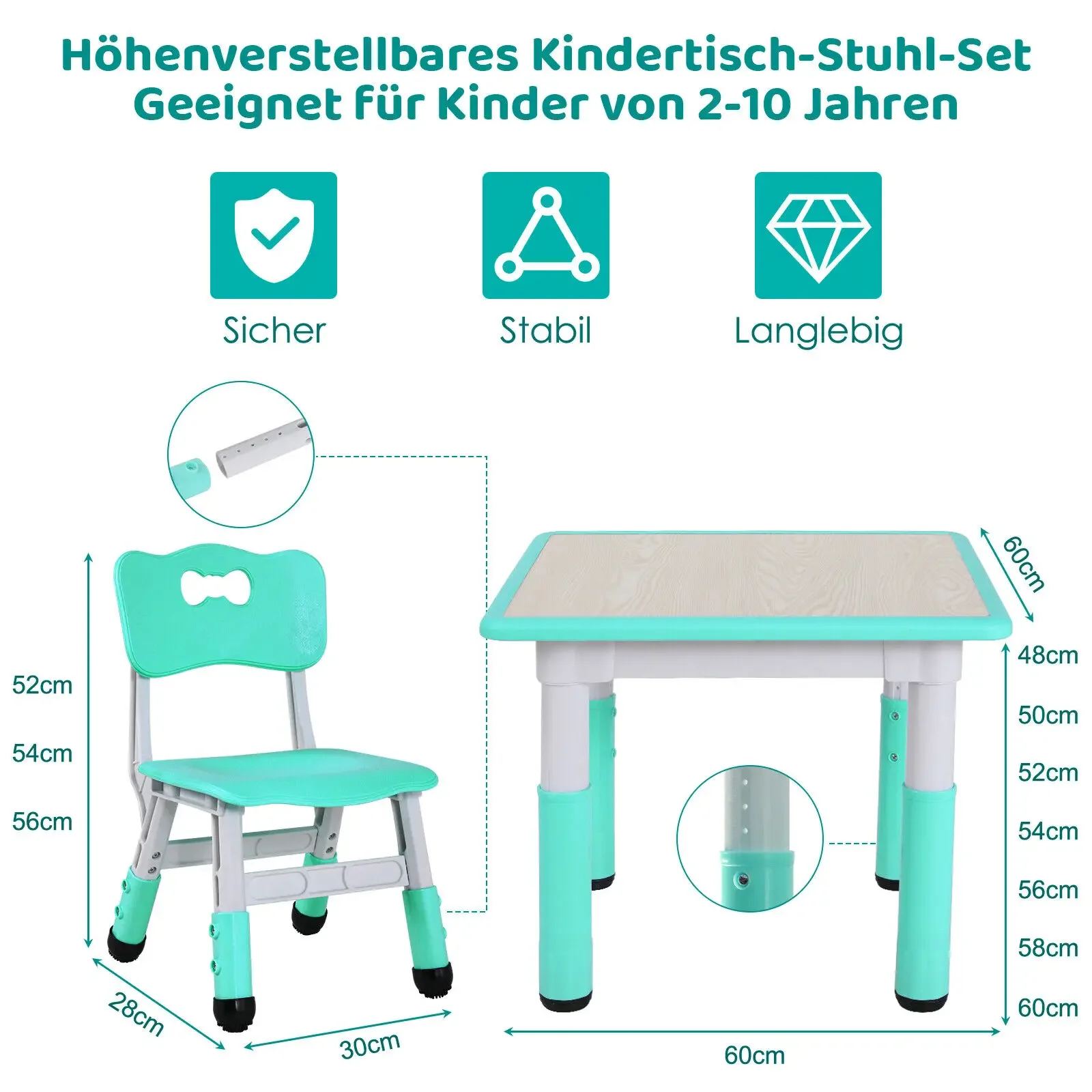 Children\'s Table and Chairs Set Children\'s Seating Group Furniture for Kids Height Adjustable