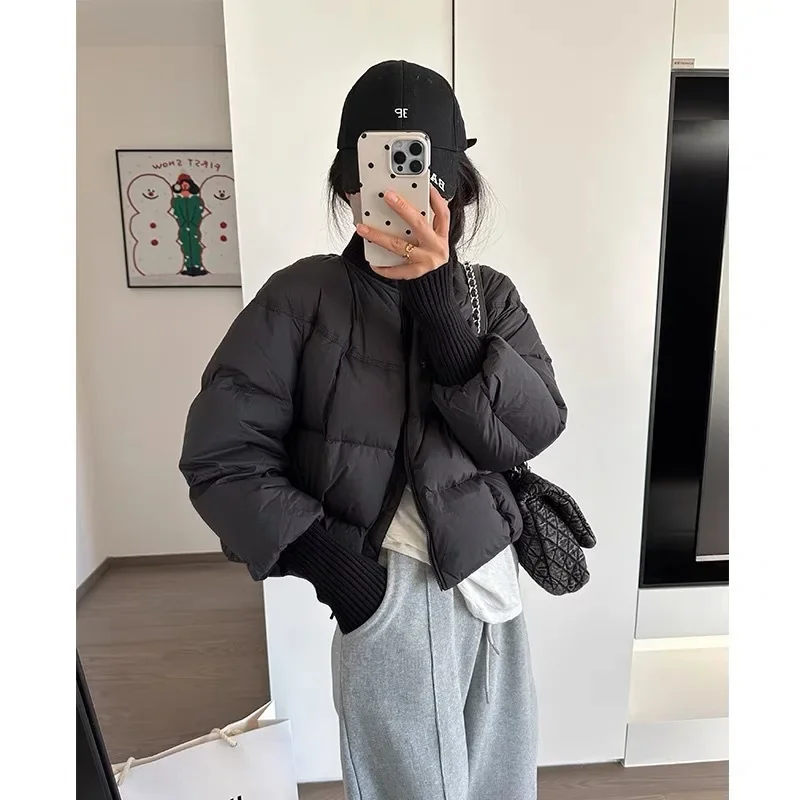 Модная хлопковая пуховая куртка для женщин, новинка 2024, зимняя свободная и простая куртка с бейсбольным воротником, короткая повседневная куртка