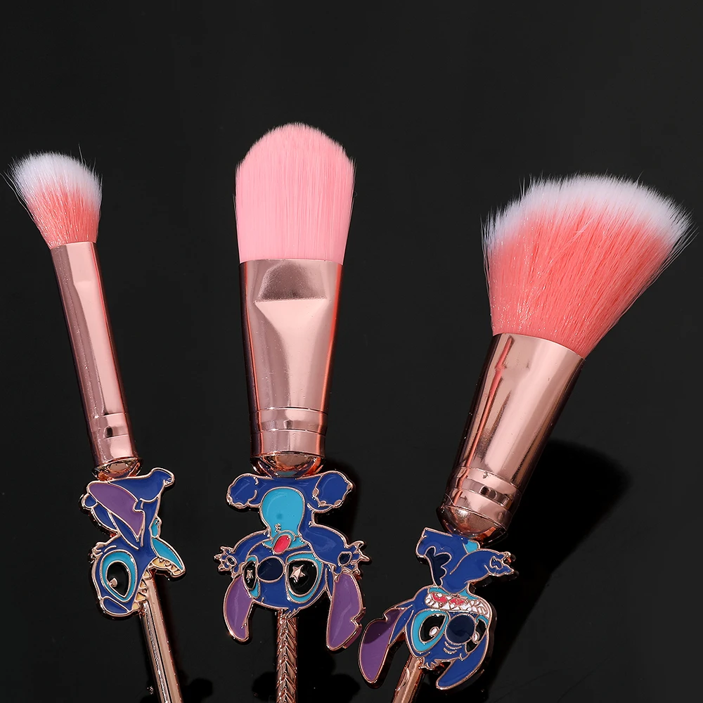 5pcs/Set Disney Lilo & Stitch Bright Foundation Concealer Vogue Eye Shadow Eye Brow Lip Makeup Brushes Makeup Brushes Set Gift