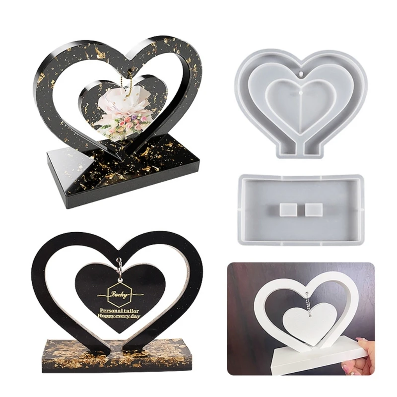 2024 New Photo Frame Resin Molds Valentines Day Gift Heart Shape Picture Frame Silicone Mold DIY Epoxy Handicrafts Mould Decor