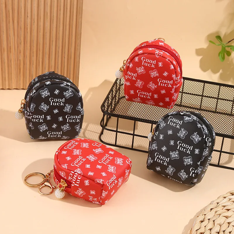 Cartoon Chinese Good Luck Schoolbag Shape Coin Purse Keys Card Holder Wallet Money Bags Earphone Lipstick Case