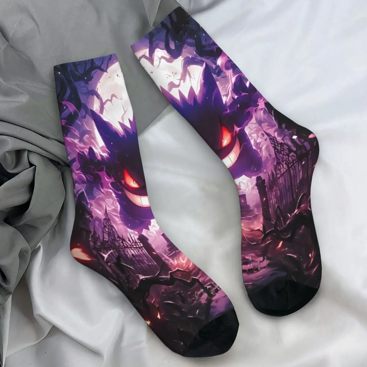 Pokemon Gengar Socks Casual Stockings Adults Men Comfortable Running Socks Autumn Custom Anti Skid Socks