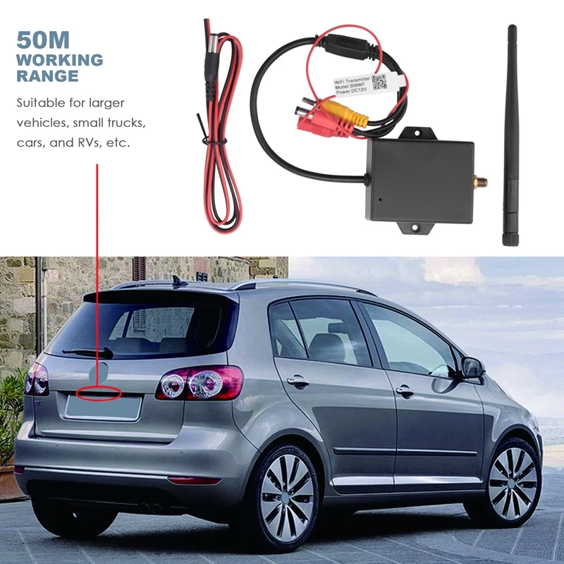 

Wifi Wireless Transmitter Module Car Backup Camera AV Video Rear View Kits Black