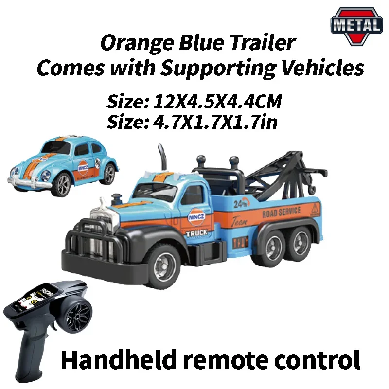 

Rc Car Pickup Rescue Truck 1/64 Children's App Remote Control Trailer with Mini Alloy Car High Speed Racing Car Toys for Boys