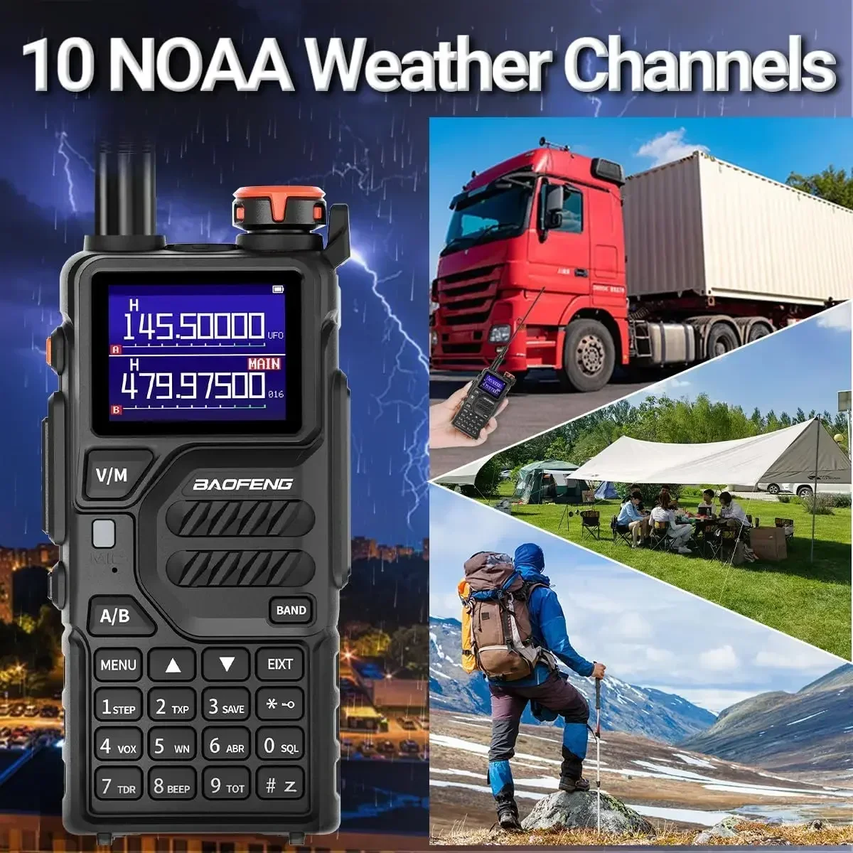 2x рация Baofeng UV-K5 PLUS, многодиапазонная беспроводная частота копирования, 999 каналов, NOAA FM Type-C, двусторонняя радиолюбитель дальнего действия