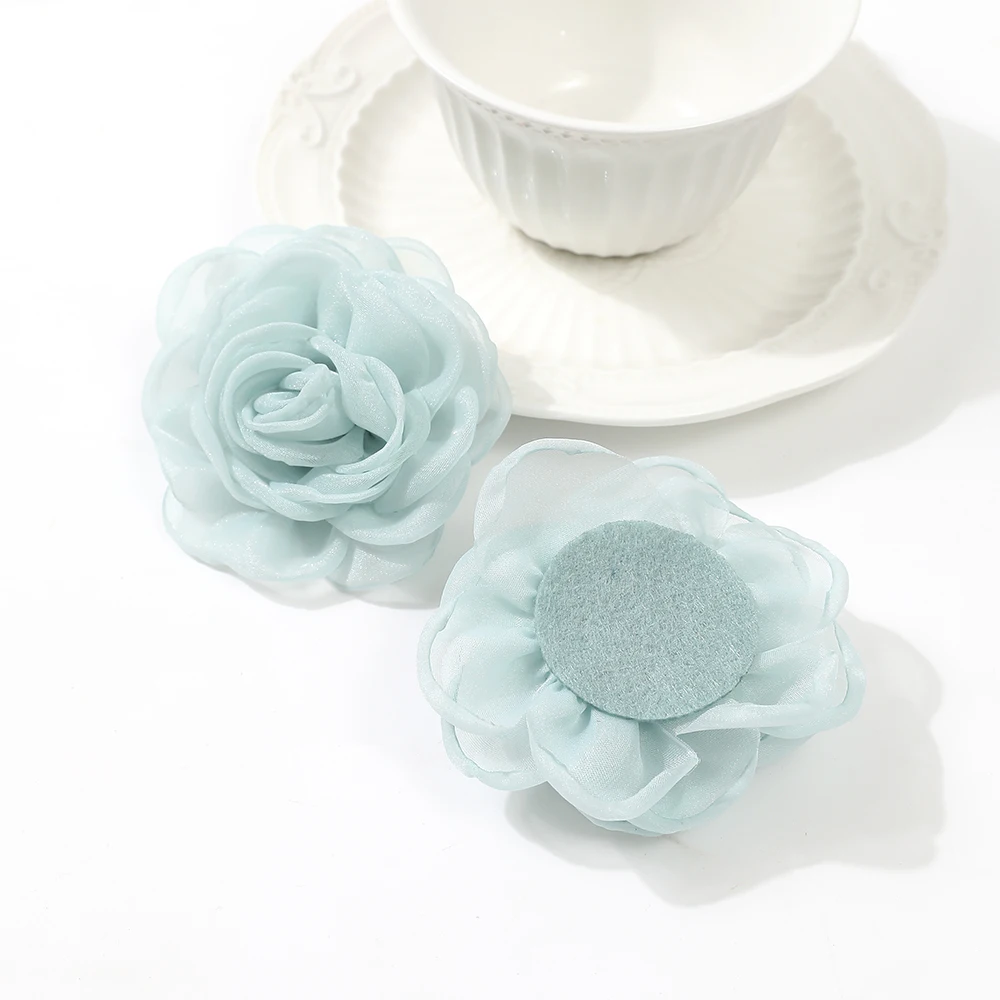 2/4Pcs Chiffon Artificial Hair Flowers Clothing Hair Corsage Fake Flowers Wall Wreath Wedding Decorations Craft Gift Accessories