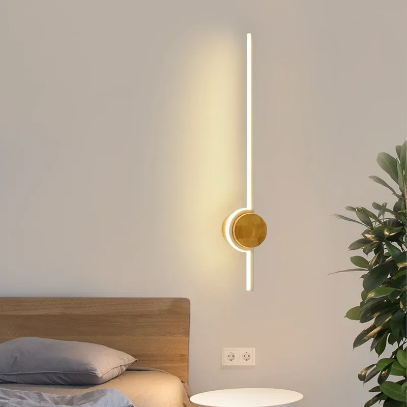 Modern LED Wall Sconce for Bedroom & Living Room, Wooden Fixture 2