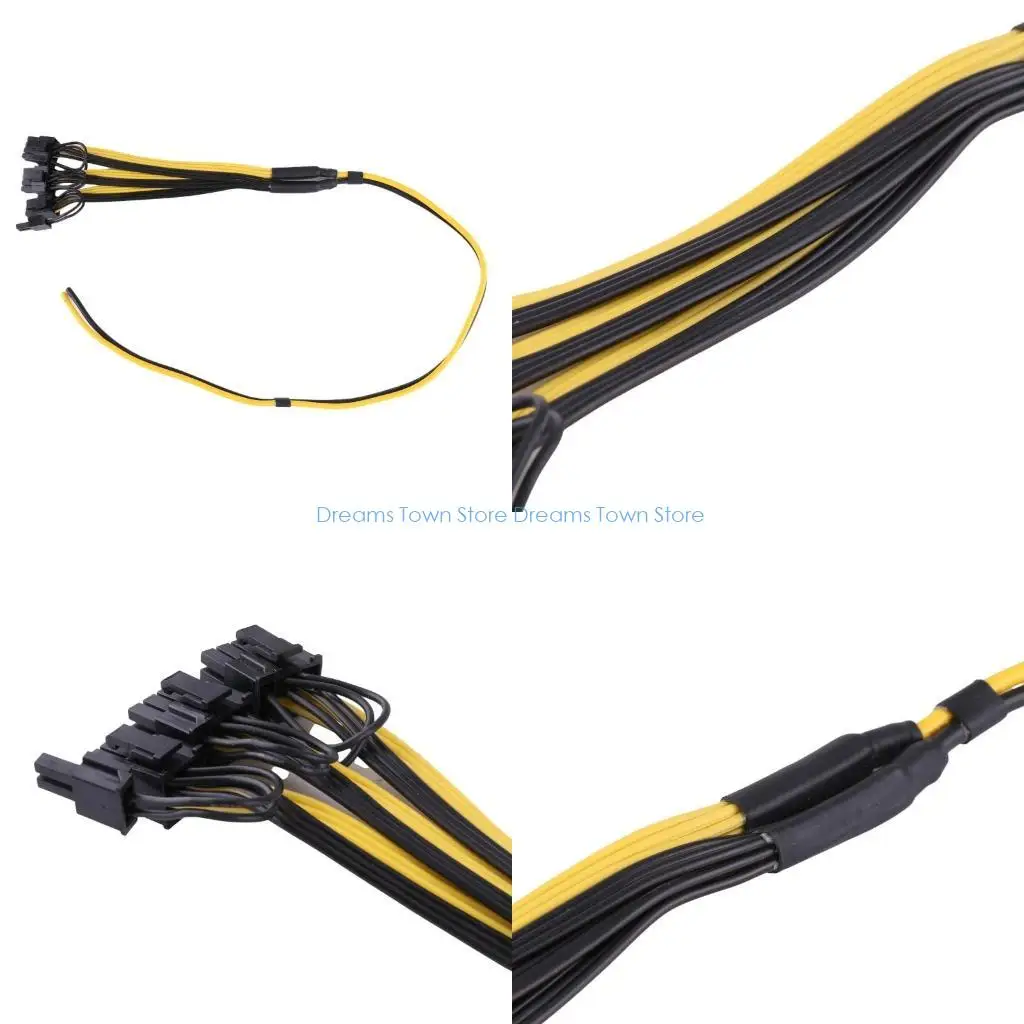 

HX6A 78cm Total Length Tinned Copper Miner Adapter Cable Power Supply Sleeved Cable