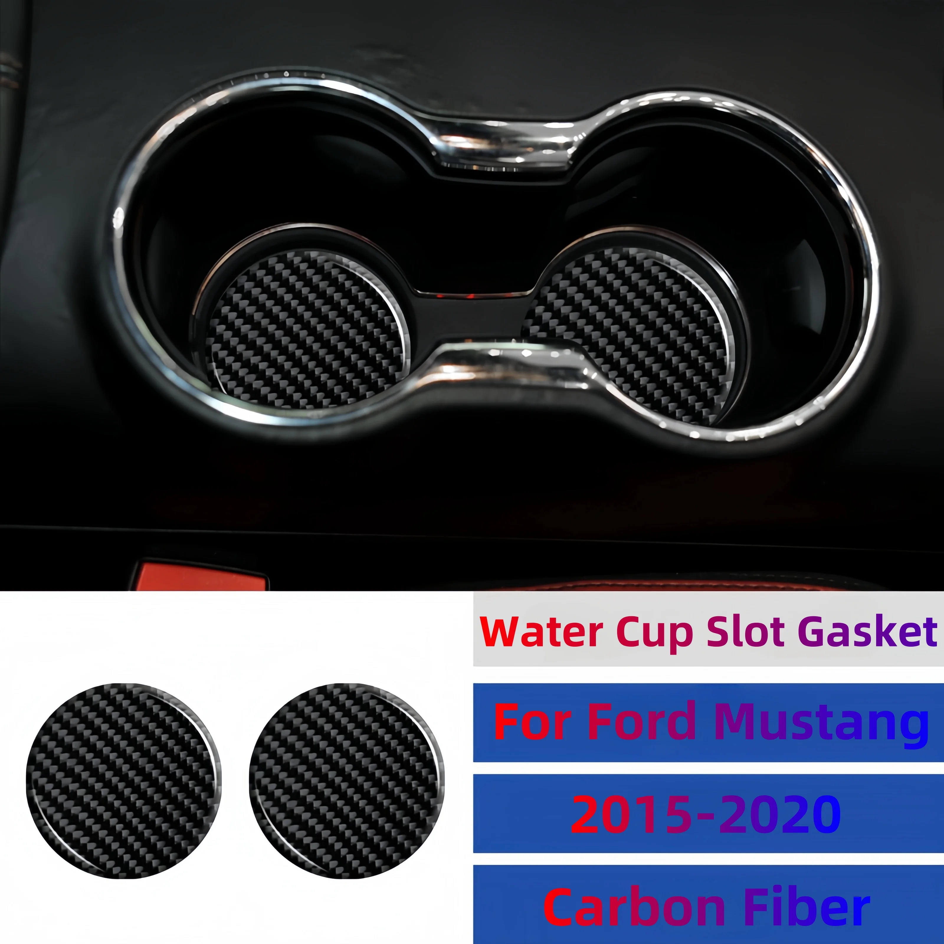 Ford Mustang 2015-2020 için karbon Fiber araba iç su bardağı yuvası conta ayar kapağı koruyucu Trim Sticker oto accesso