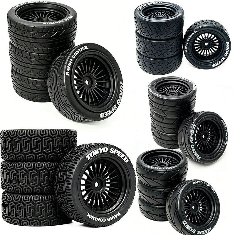 1/10 RC Touring Rally Car Pre-Mounted Rubber Tyres Kit Compatible With HSP94123 Leluto S10 Kyosho FW06 Sakura D3 D4 Tamiya MJX R