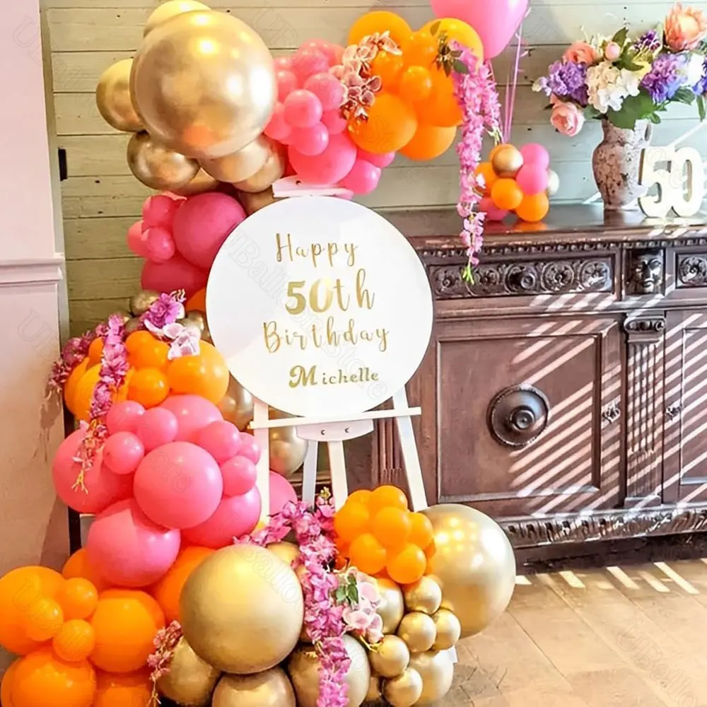 40 Stück rosa orange Luftballons Metall Gold Orange hellrosa Latexballons für Braut Babyparty Geburtstag Hochzeit Party Dekor – Detail 4