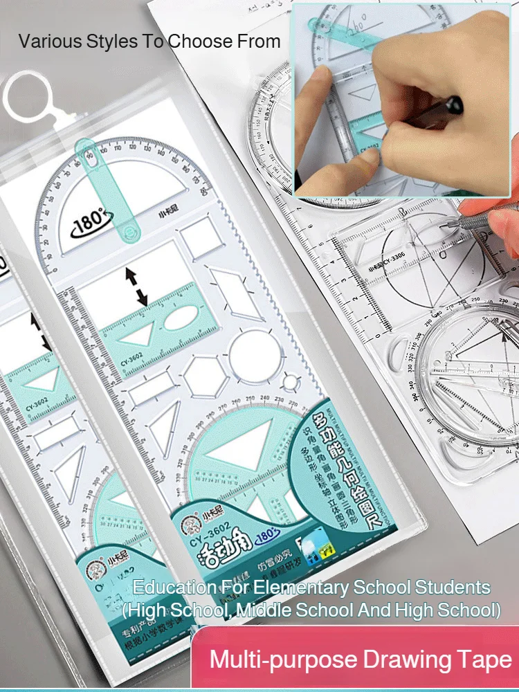 أداة رسم دقيقة متعددة الوظائف للمدرسة الثانوية والرياضيات ومسطرة هندسية وأدوات تصميم صحيفة مكتوبة بخط اليد