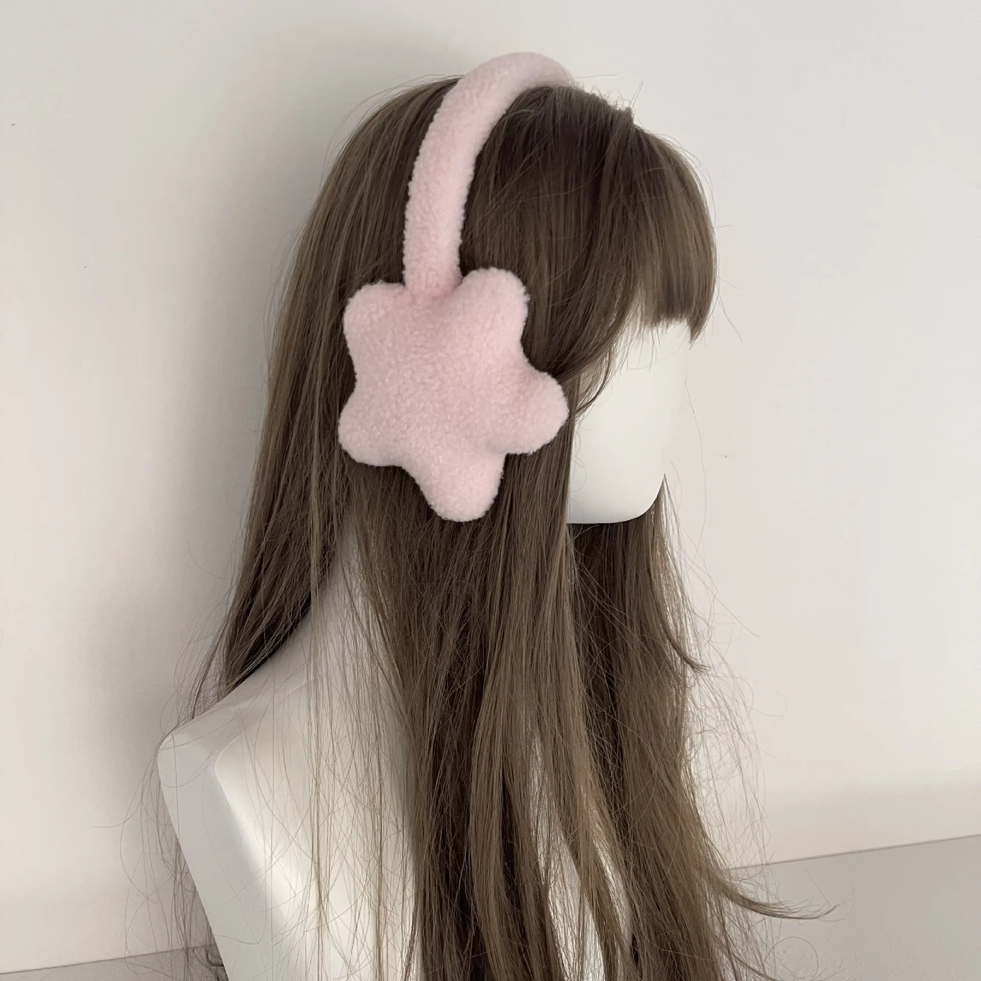 Зимние наушники со звездами для девочек, стильные наушники, милые кавайные теплые плюшевые студенческие наушники, велосипедные наушники для холода