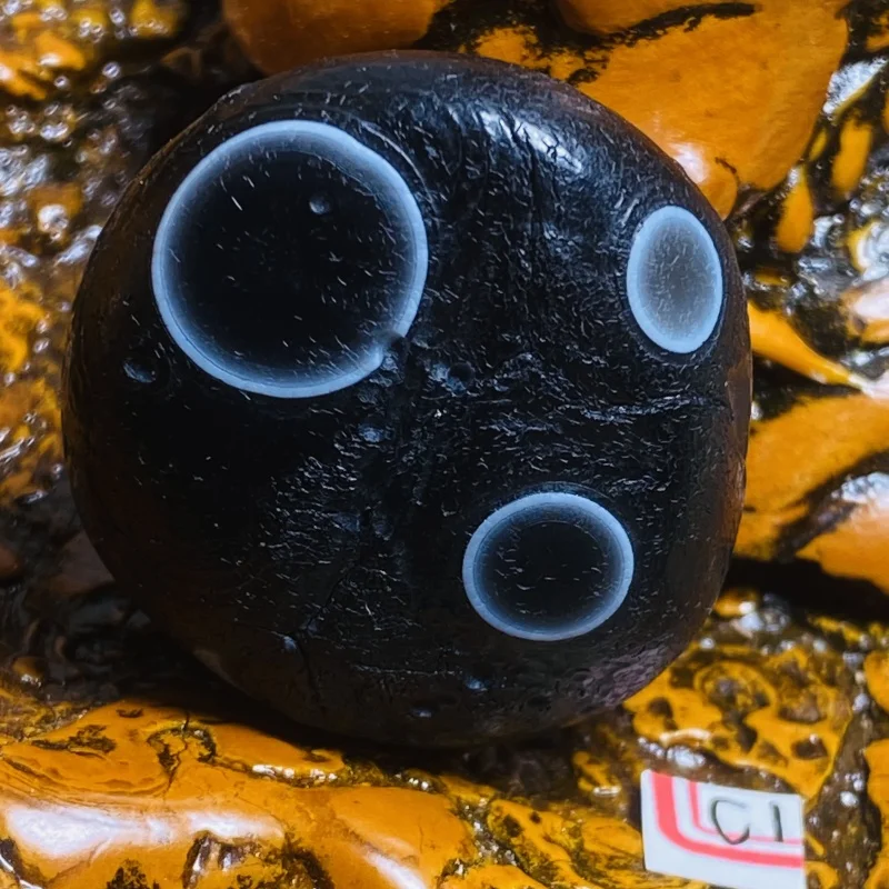 

Natural black agate eye mineral specimen Energy Stone Reiki healing teaching supplies