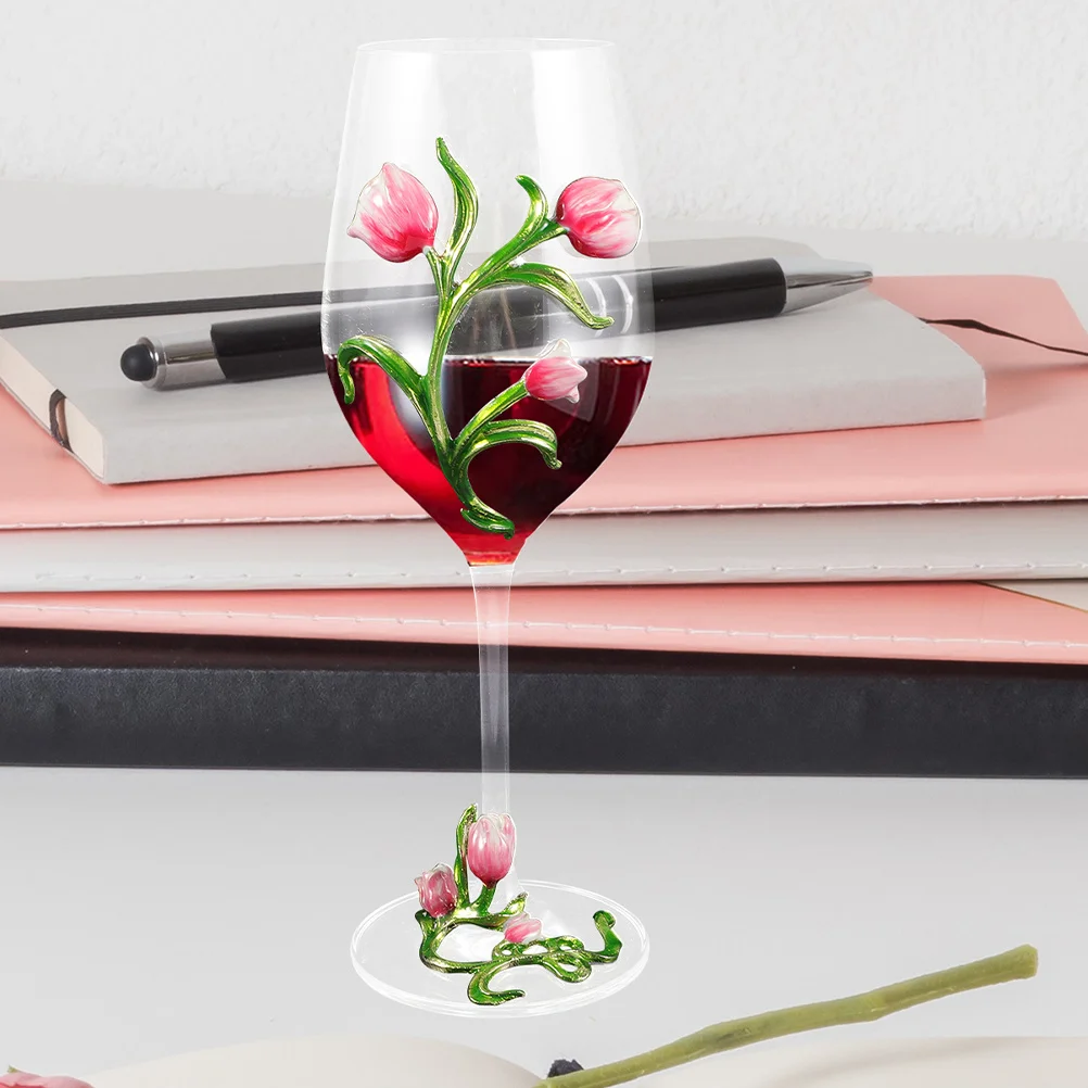 

2Pcs Tulip Embossed Decorative Footed Wine Glass Glass Goblet for Serving Wine Whiskey Soda Liquor Container