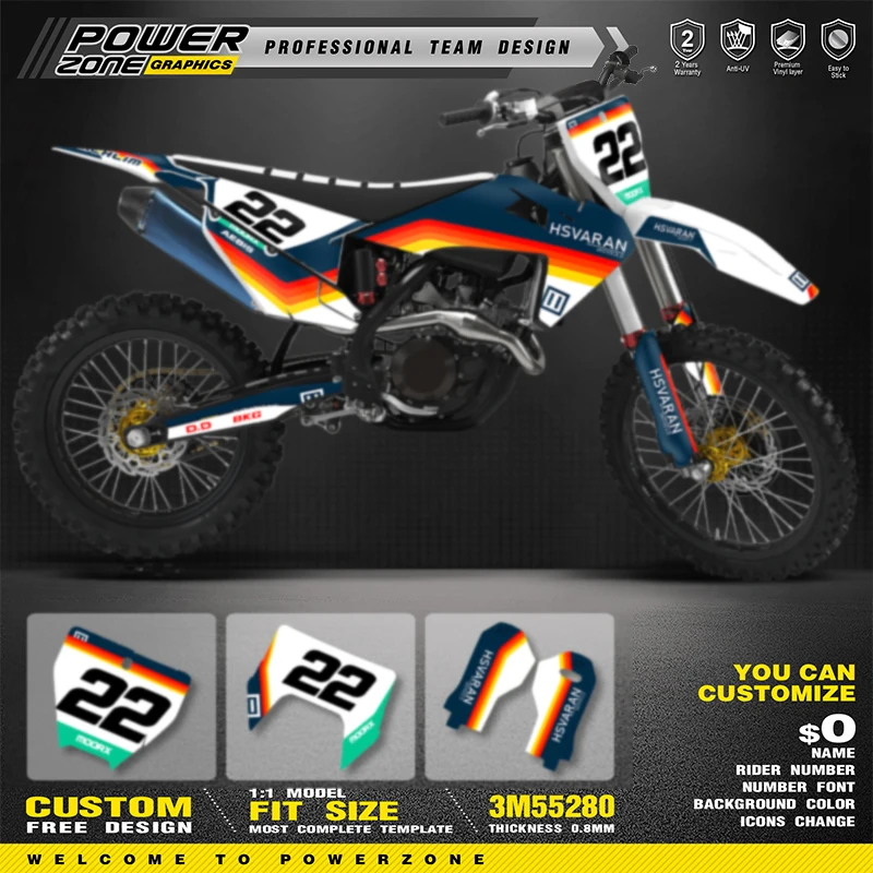 

PowerZone Custom Team Motorcycle Graphics Decals Stickers Kit For Husqvarna Decal 19-22 TC FC TX FX FS 20-23 TE FE 125-450CC 85