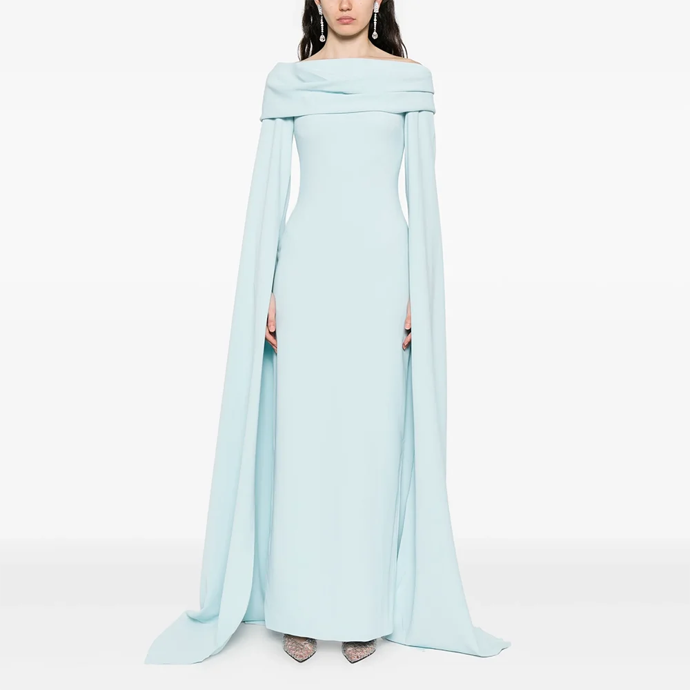 

Простые вечерние платья с открытыми плечами и длинными рукавами. Прямые вечерние платья. Элегантные платья для выпускного вечера до щиколотки по индивидуальному заказу. 2025 г.