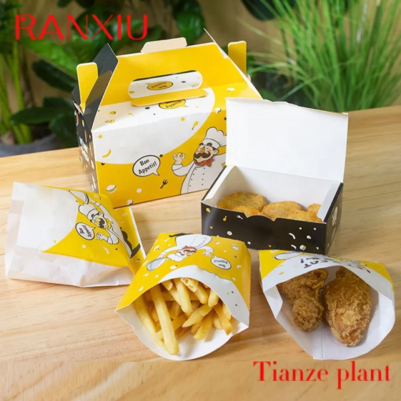 LOQUIO-Take Away caixas de alimentos, batatas fritas, batatas fritas, frango frito, pepitas, sacos de papel, embalagem Fast Food, logotipo personalizado