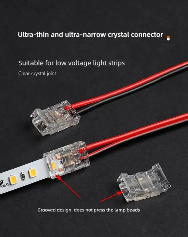 SMD Crystal Joint 2 3 4 5Pin LED-Drahtverbinder lötfrei für 5 mm 8 mm 10 mm Schnellklemmenblockleiste Lichtdrahtverbindung – Detail 4