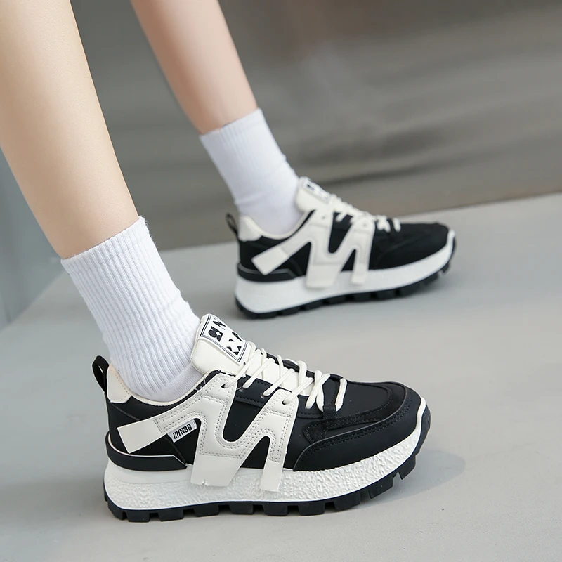 Women\'s Sneakers Trend 2024 Flat Female White Shoes High Quality Summer Sports Shoes Round Toe Black Woman Fashion Blown Sneaker