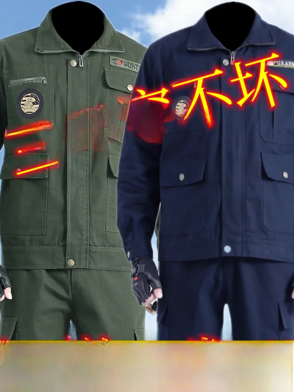 

Мужской рабочий костюм из чистого хлопка для защиты от перегрева и пыли, весенний, для сварки и строительных работ