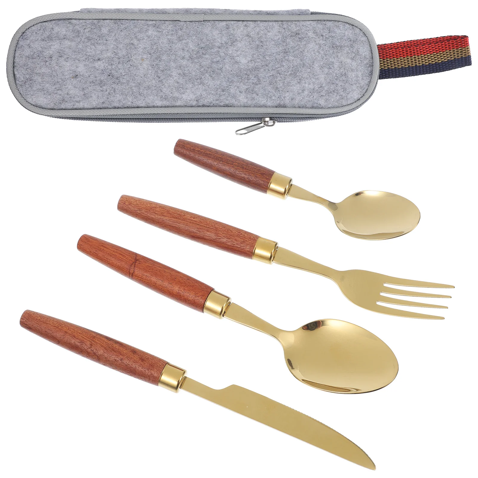 

1 Set Portable Stainless Steel Flatware Kit Reusable Cutlery Set For Outdoor Camping Dining Travel Utensils Kitchen Essentials