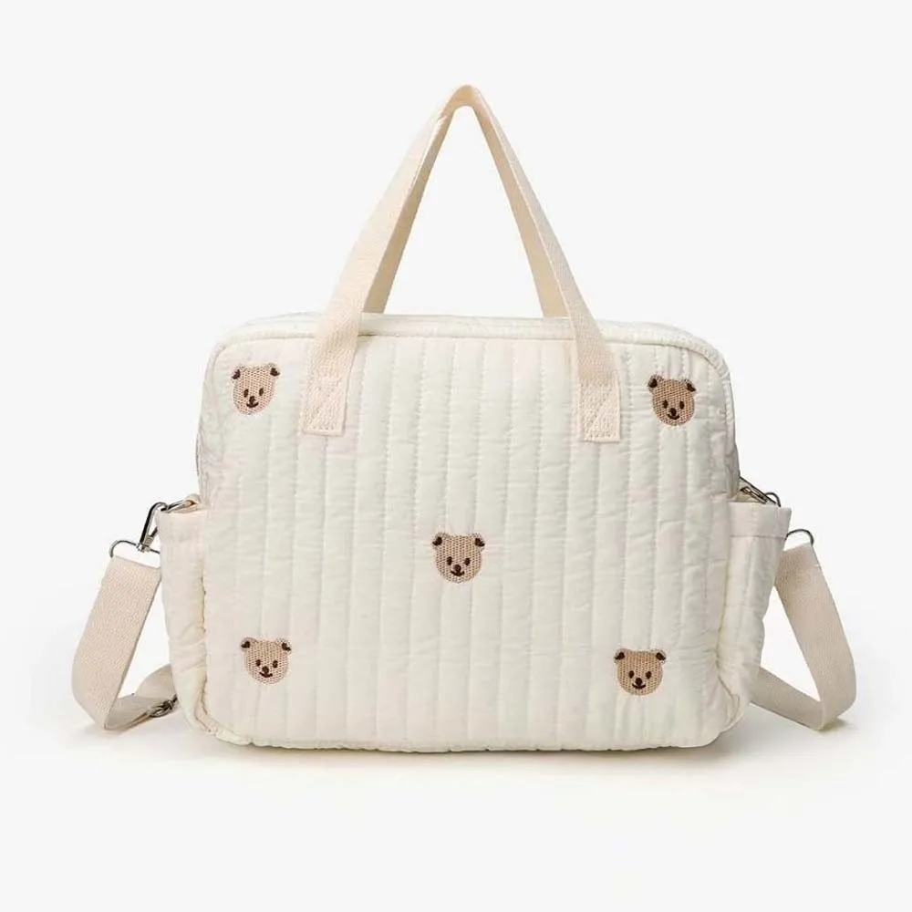 Messenger Pouch Cartoon Diaper Organizer Large Capacity Lightweight Mommy Shoulder Bag Quilted Foldable Cotton Handbag Mom
