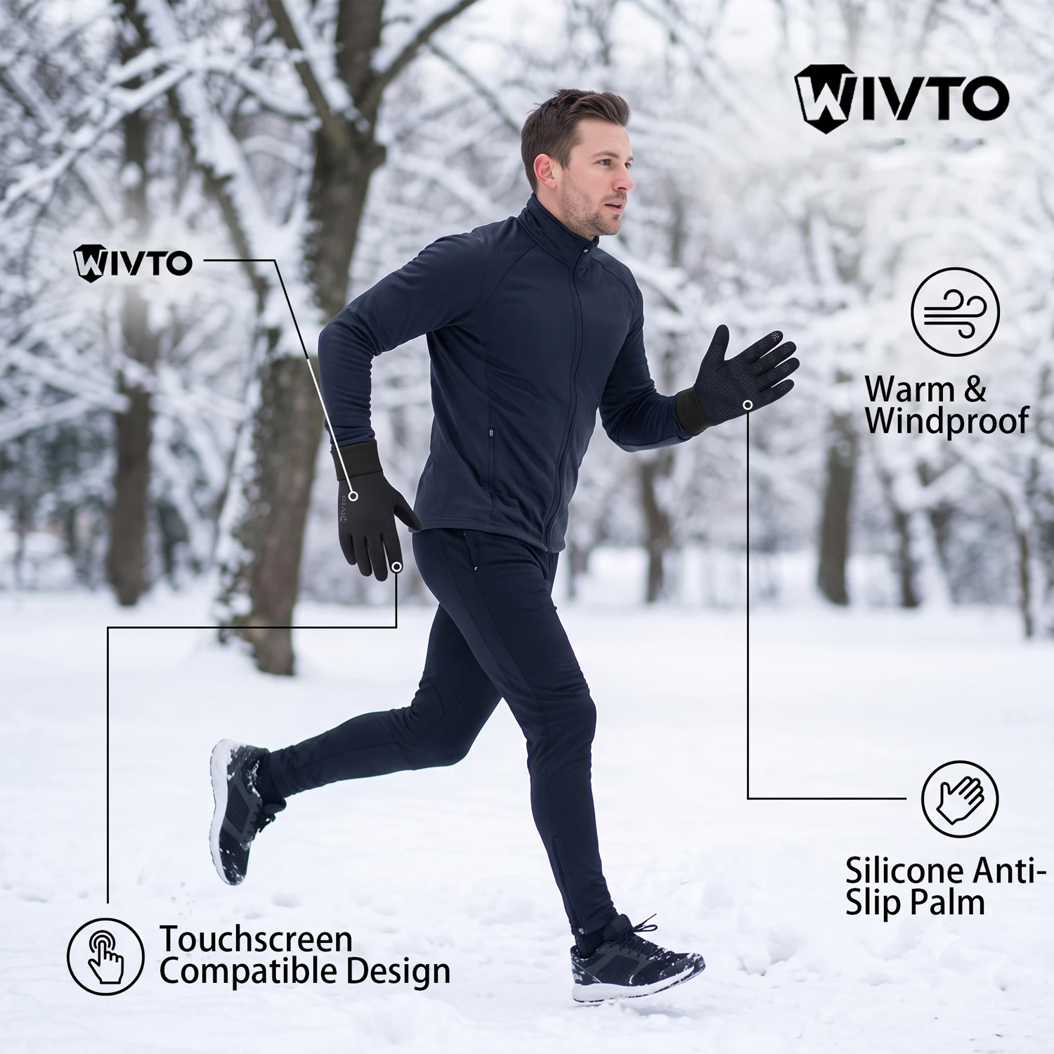 Unisex Winter Warme Winddichte Touchscreen-Handschuhe für Männer und Frauen Outdoor-Sport Wandern Laufen Radfahren Skifahren Handschuhe – Detail 3