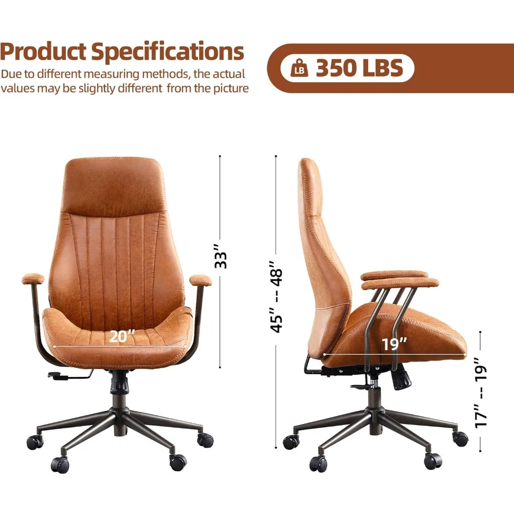 Computer Armchair Computer Desk Chair Suede Fabric 350LBS (Brown) Mid Century Modren Ergonomic Executive Chair Gaming Office