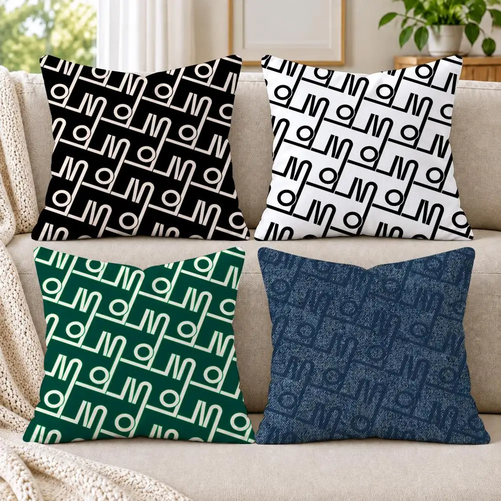Classic Letter Print Cushion Cover Short Plush Double-Sided Printing Sofa Bedroom Pillow Case Aesthetic Home Decor