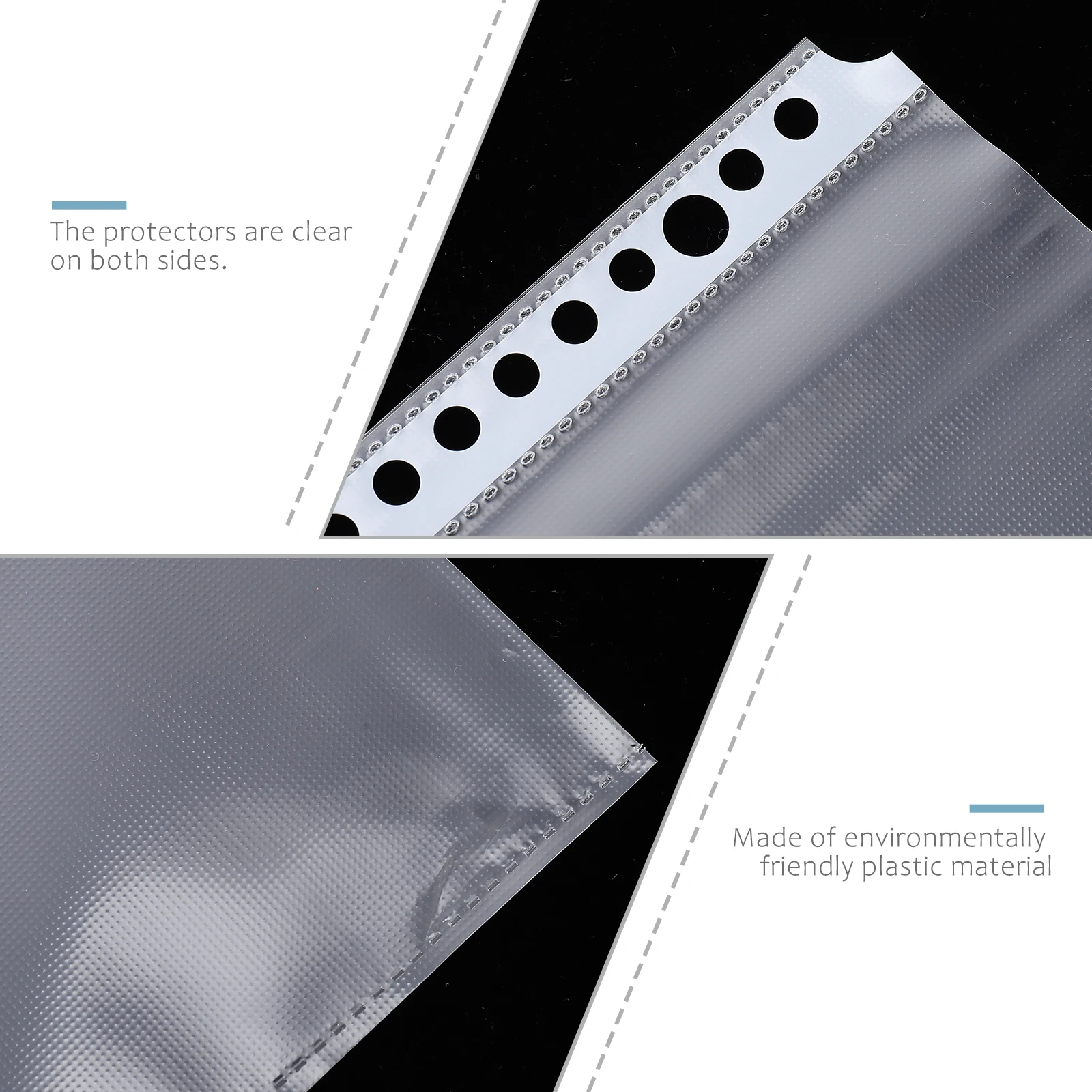 

100pcs Binder Pockets 30 Holes A4 Clear Plastic Inner Page Protectors Transparent Document Storage Pouch For School Work Folder