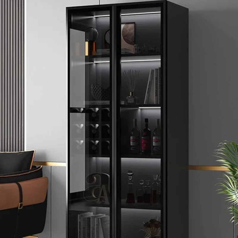 

Canteen Furniture For Wines And Liquors Showcases Display Cabinet Glass Buffet Table Cabinet Bar Station For Cocktail Wine Rack
