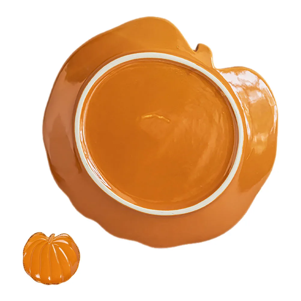 

Dessert Plates Pumpkin Serving Tray Platter Decorative Ceramic Shaped Dish Dishes Orange