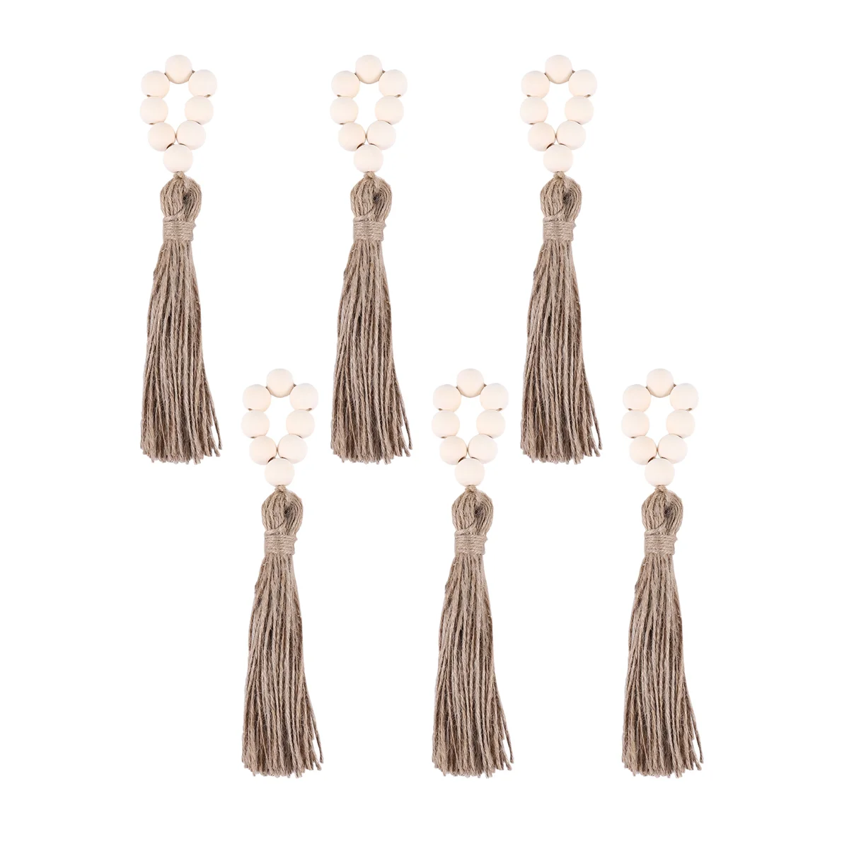 Juego de 6 servilleteros de madera con cuentas, con ajuste de mesa, accesorios para decoración de boda, servilletero de estilo Natural
