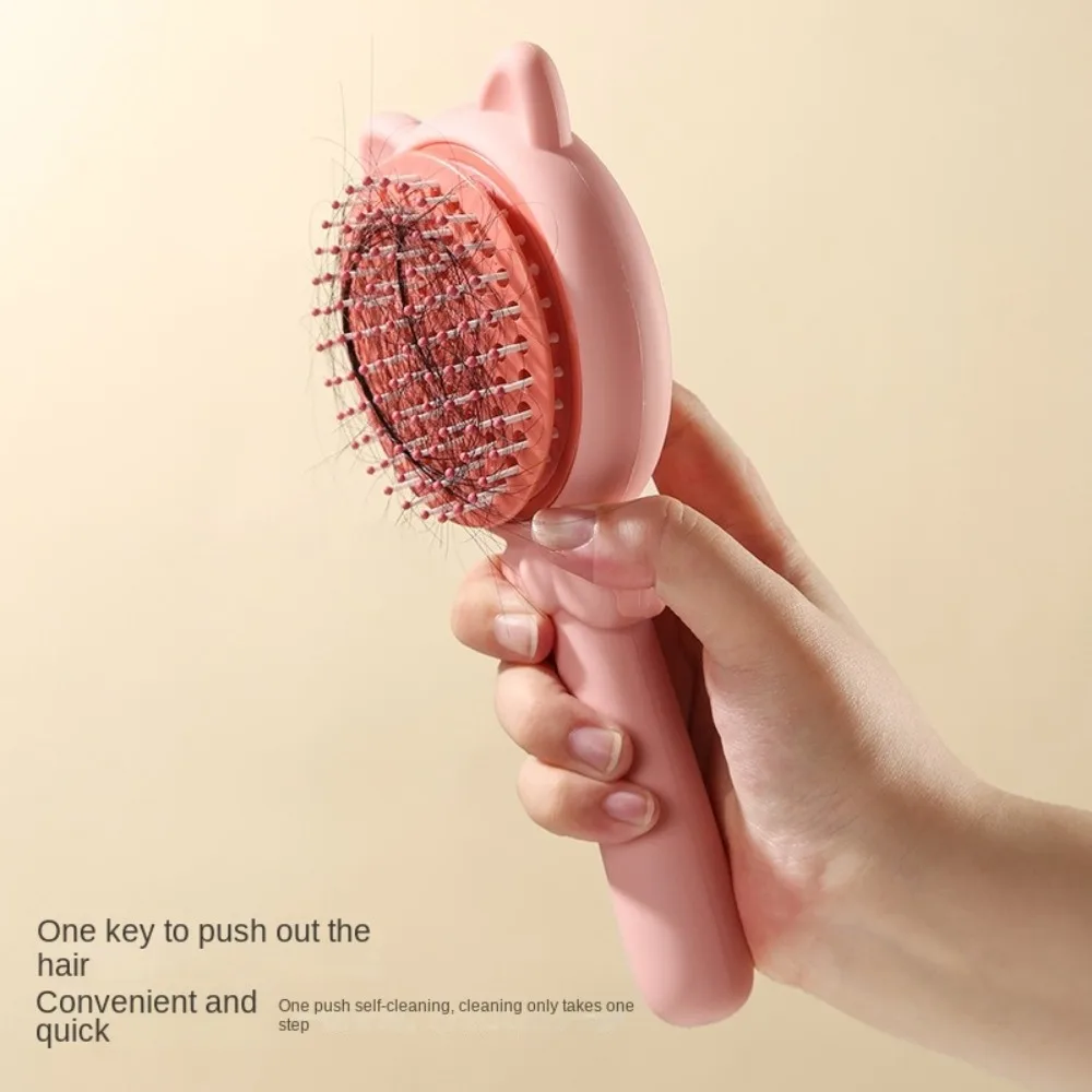 Cartoon Pig Air Cushion Hair Comb Retractable Automatic Cleanup Massage Hair Brush Styling Tool Cute Scalp Massage Comb