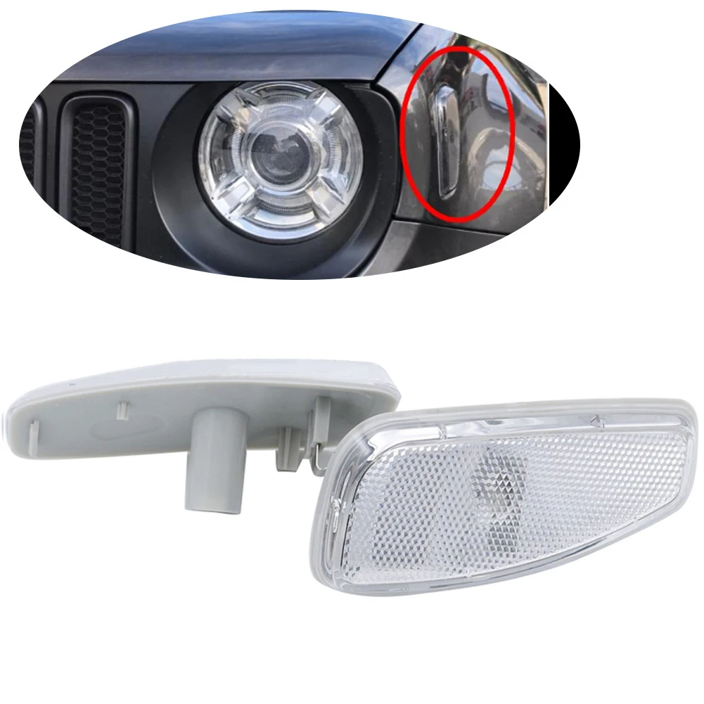 1 paire 12V gauche et droite avant LED marqueur latéral garde-boue clignotant indicateur lampe adapté pour Jeep Renegade 2014-2022 68256049AA