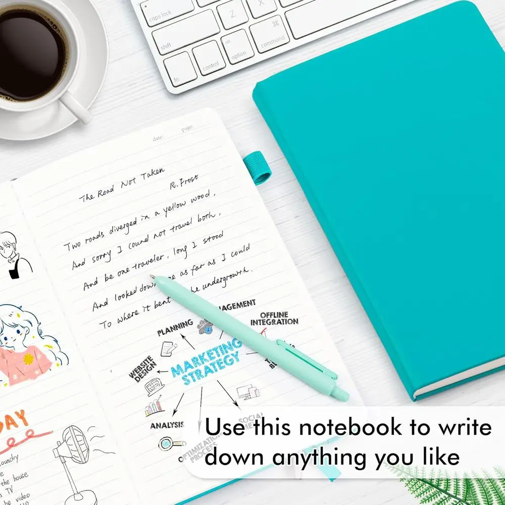 A5罫線入りジャーナルセット、ペン24本付き、ビジネスや仕事用のハードカバーノート、120GSM用紙、5.1x8.3インチ、エメラルドグリーン