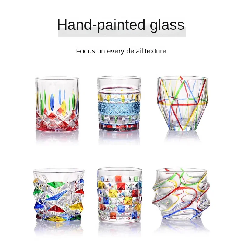 

Painted Glass Creative Personality Color Juice Cup Beer Drink Cup Clear Wine Bar Counter Cup Heat Resistant Water Cup