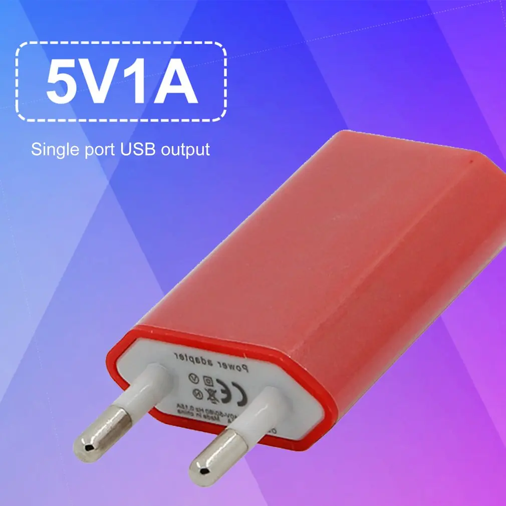 5V 1A Fast Charger Adapter Cable Wall Travel Quick Charger 3.0 EU Plug Single USB Port Socket Compatible With Phone Pad Tablet