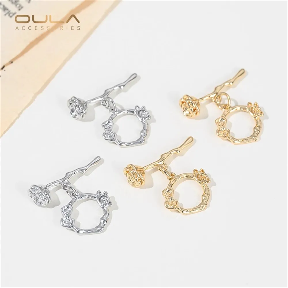 

1pcs 14K Gold-plated Flower Wreath, Branch Connection, Rose OT Clasp, End Clasp, Diy Handmade Necklace Accessory
