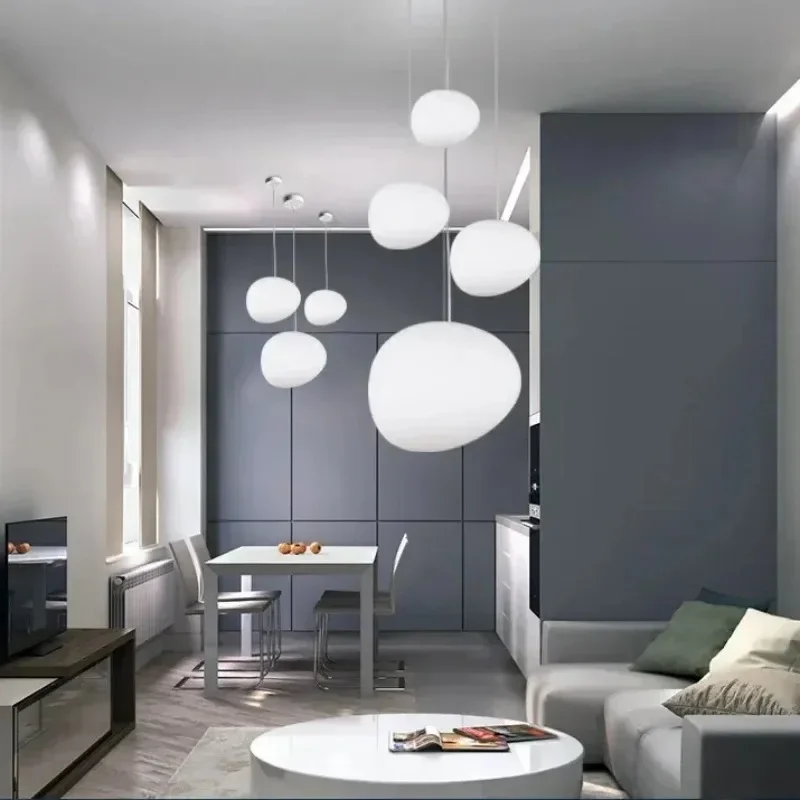 

Italian Creative Pebble Chandelier Living Room Bedside Restaurant Goose Egg Duplex Staircase Pendant Led LIghts Home Decoration