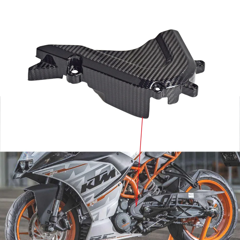 For KTM RC 390 RC390 2018 2019 2020 2021 2022 3K Carbon Fiber Sprocket Cover Fairing Motorcycle Accessories Fairings Kits Parts