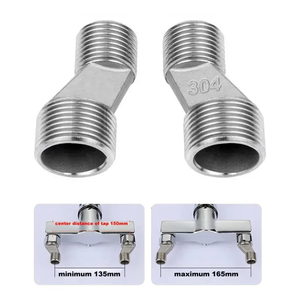 Grifo ajustable de pie curvado en ángulo, adaptador de grifo de esquina de tornillo excéntrico, accesorios de ducha de baño, 2 piezas, 40 grados