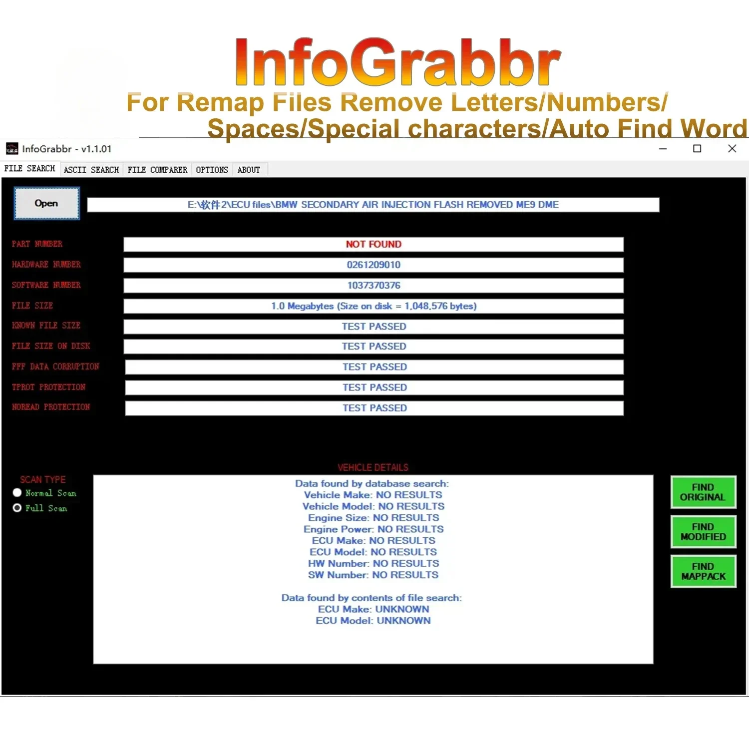 

Информационное программное обеспечение для тестирования информации и файлов InfoGrabbr для переназначения файлов. Оригинальный/модифицированный файл. Испытательный файл коррупт. (додание нуля).