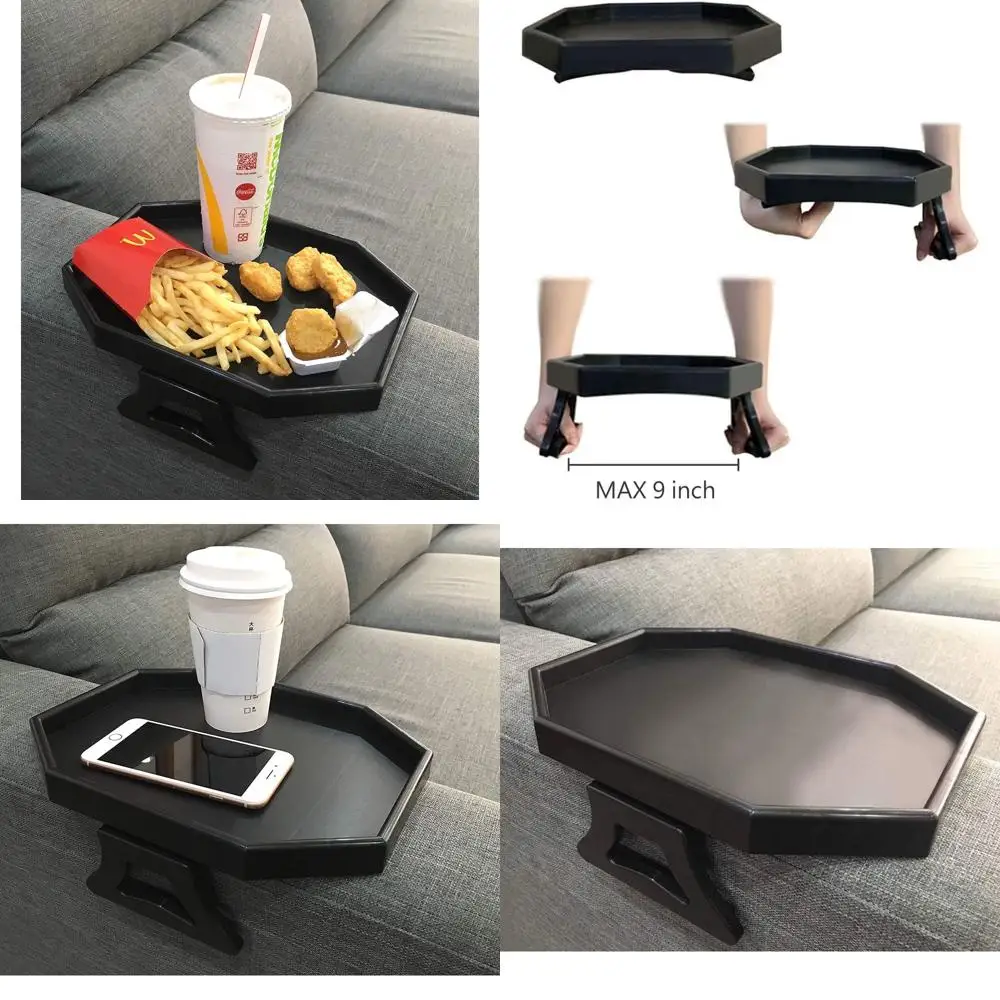 

Черный пластиковый столик-подлокотник с держателем для напитков и закусок